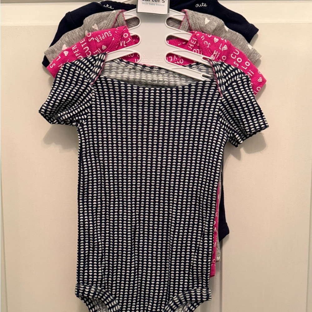 NWT set of 4 CARTER’S ONSIES. Baby Size 9 months Brand New still on hangers NEW - Picture 7 of 12